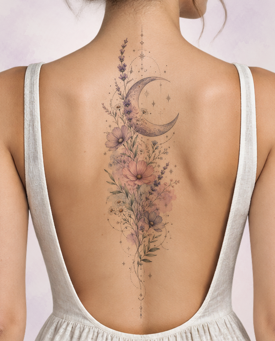 Moonlit Reverie worn along the spine in Original Watercolor