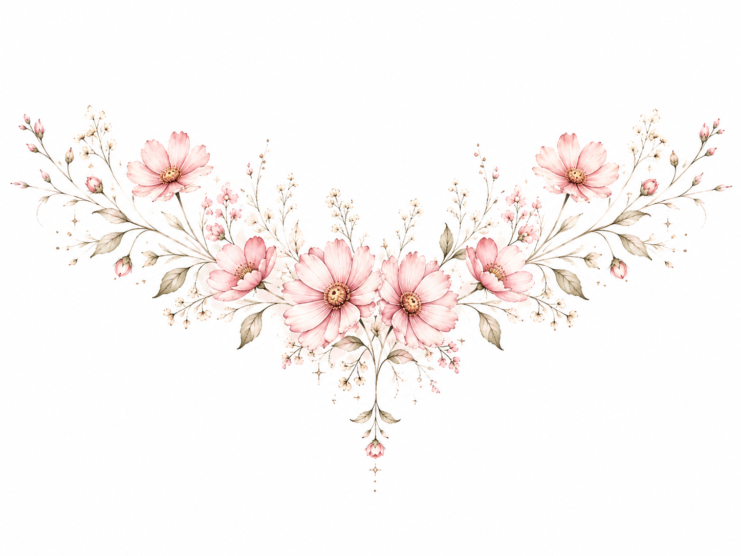 Blush Garland wide blush cosmos garland design in Original Watercolor.