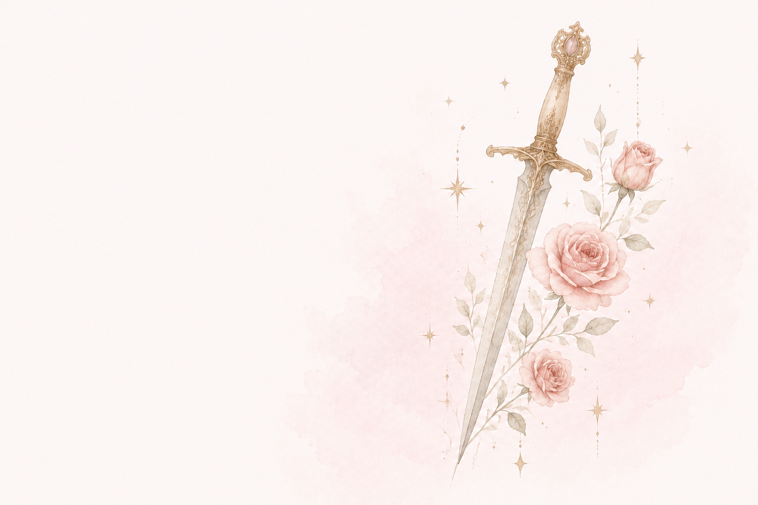 Daggers Edge collection artwork — Ornamental blades softened by blooms.